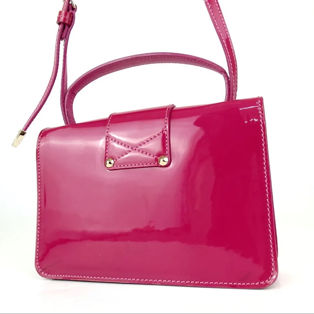 AUTH JIMMY CHOO 2way Handbag Suede Patent Leather RARE Barbie Pink - Picture 4 of 13